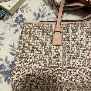 Tory Burch Gray and Pink Tote Bag